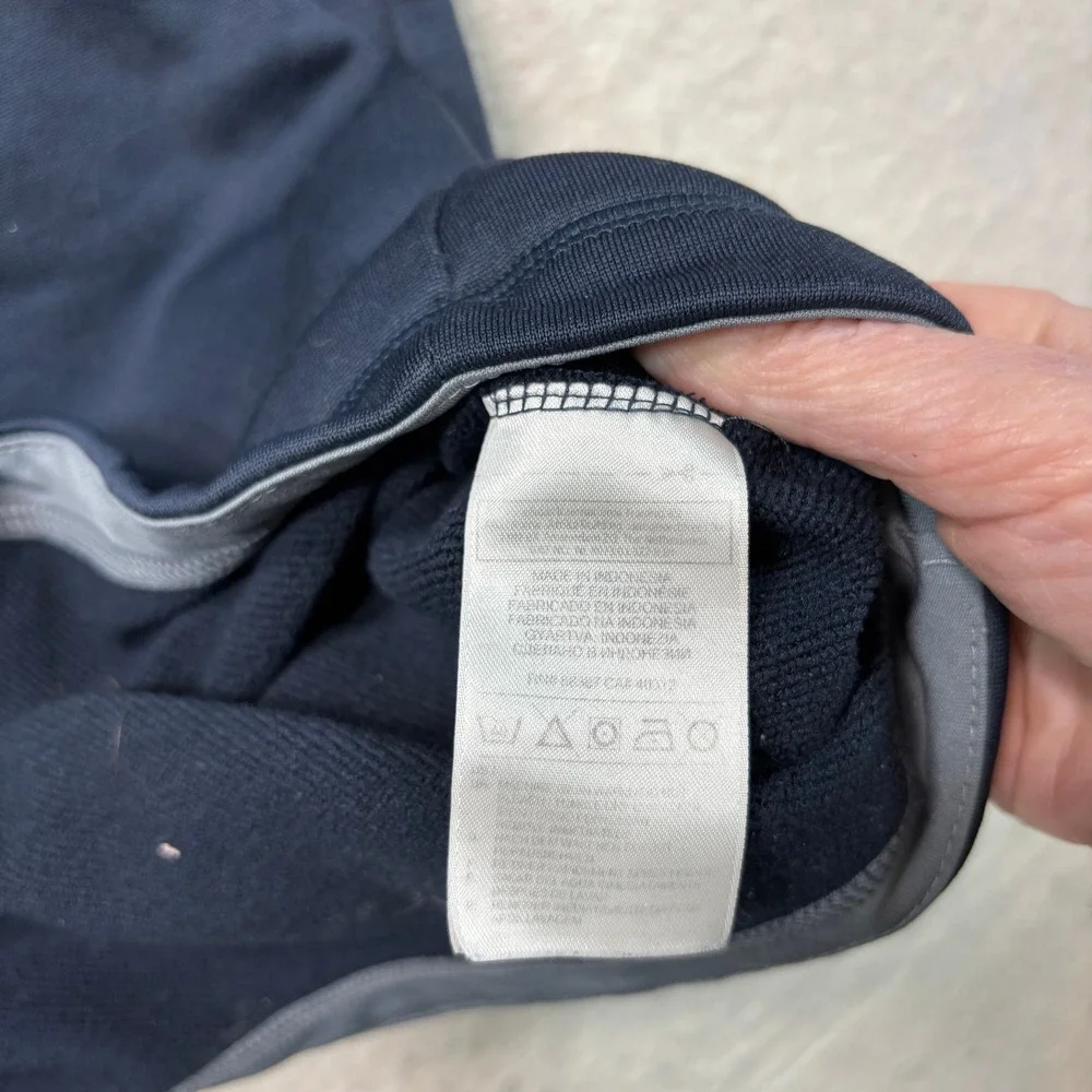 Adidas Mens XL Navy Blue‎ Quarter Zip Fleece Pullover Striped Sleeve #1141